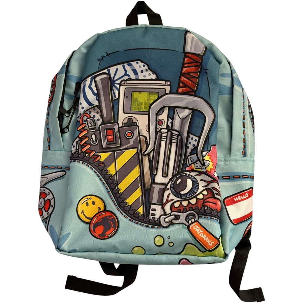 Jay Draws 90s Nostalgia Backpack Retro Gaming Pop Culture Bookbag Excellent